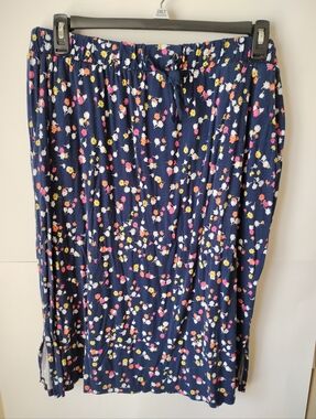 St. John's Bay Navy Maxi Skirt with Pink Yellow White Floral Print